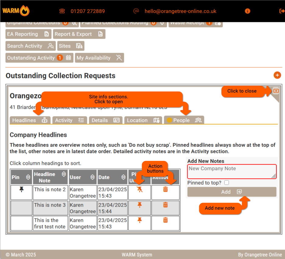 WARM System Screenshots