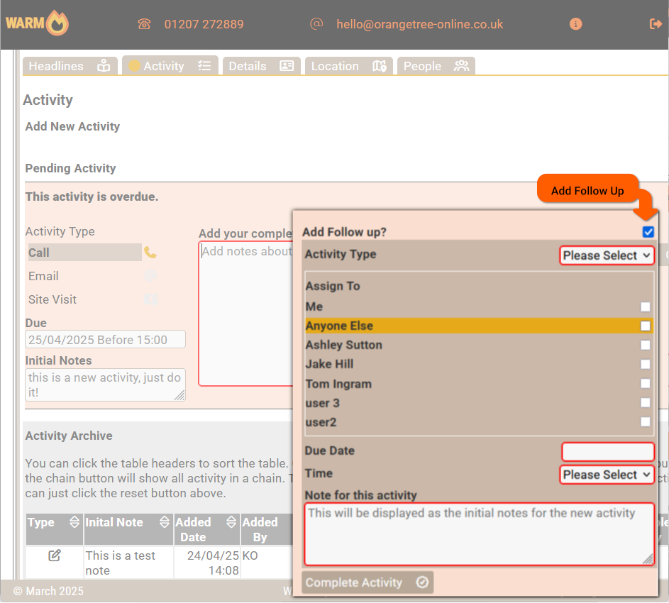 WARM System Screenshots