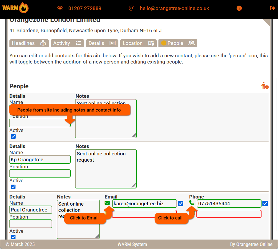 WARM System Screenshots