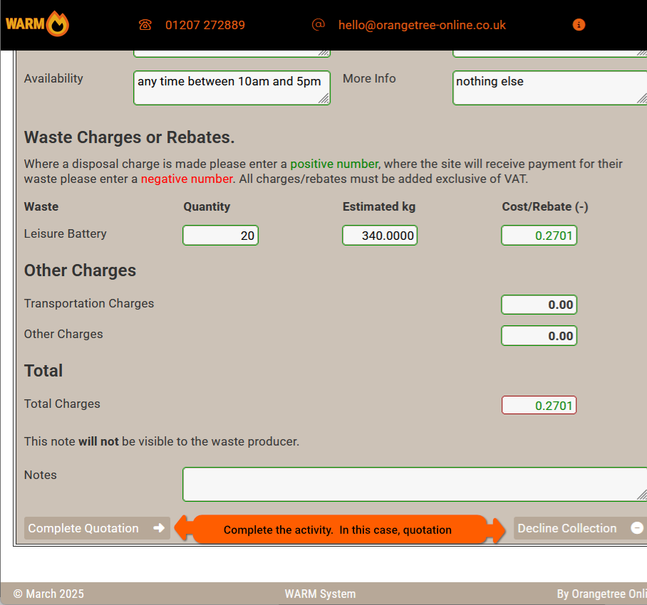 WARM System Screenshots